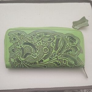 Green Embossed Leather Wallet